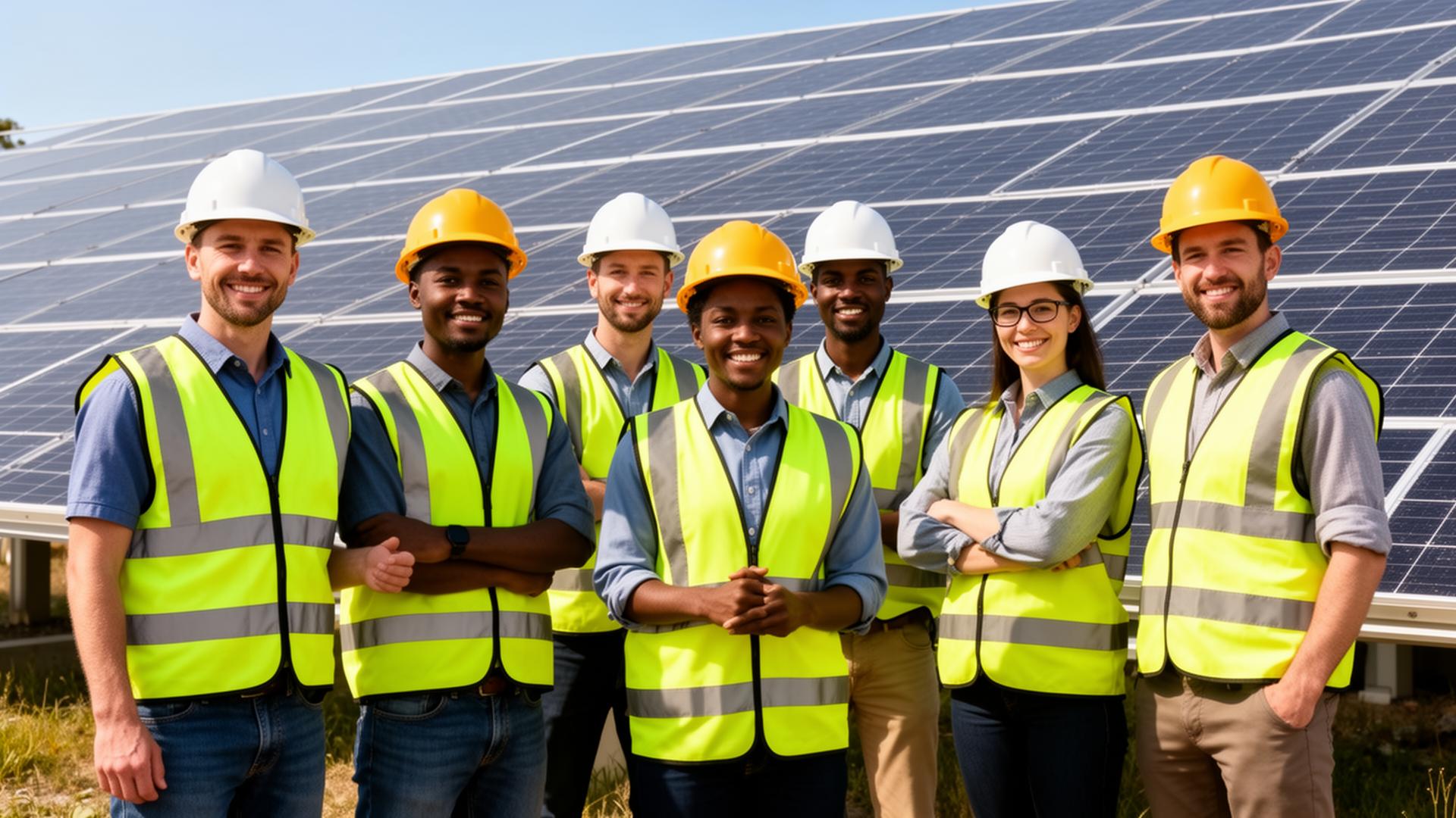 Diverse team of solar professionals