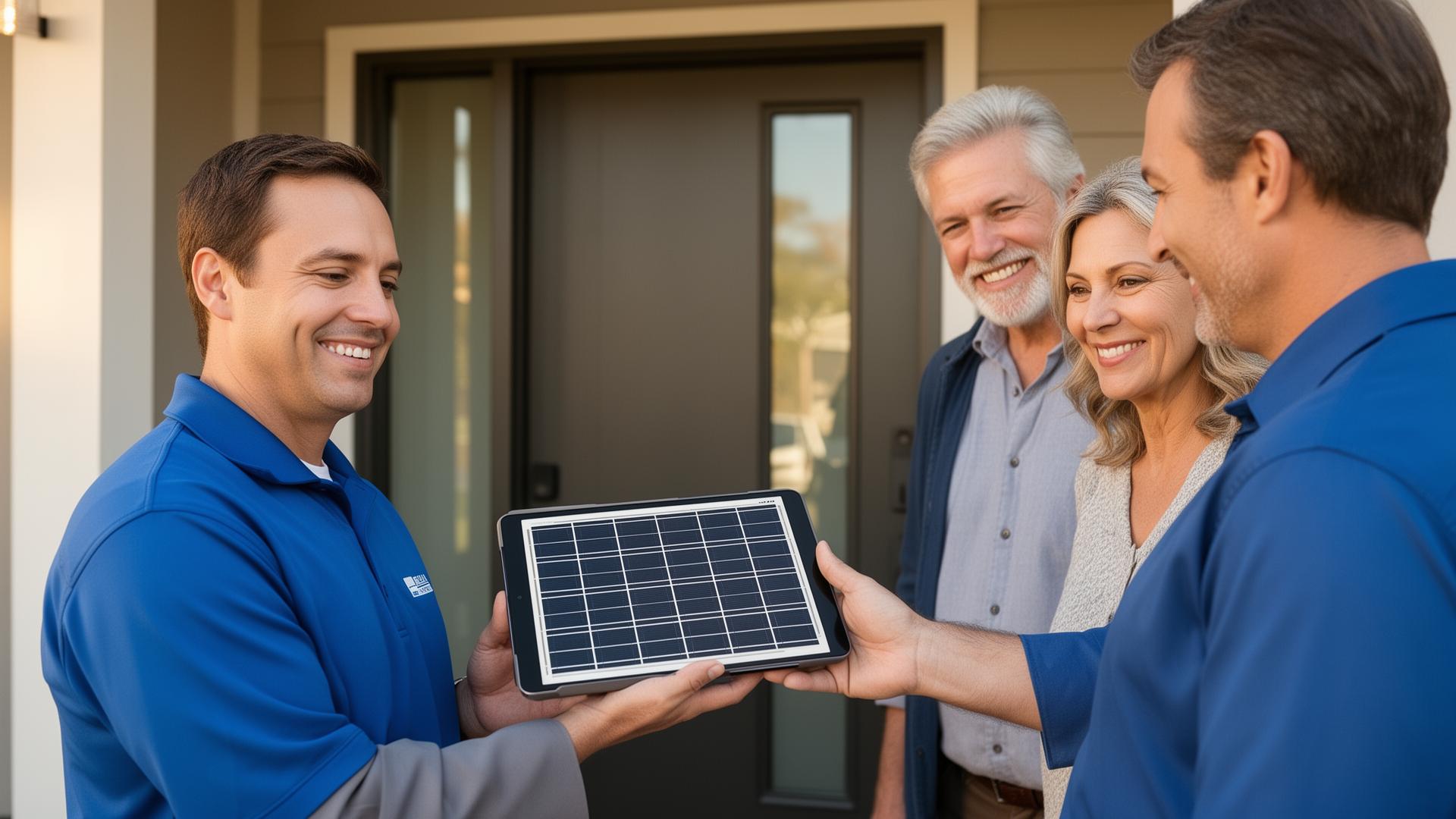 Solar consultant helping homeowners